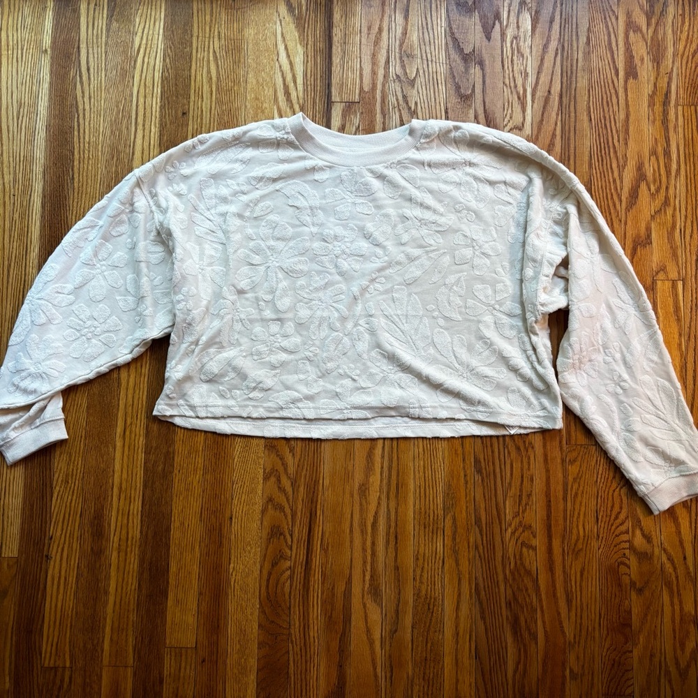 Billabong Cream Terrycloth Crop Long Sleeve